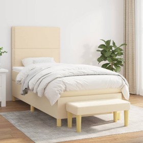 Cama box spring con colchón tela color crema 90x190 cm de , Camas y somieres - Ref: Foro24-3137042, Precio: 366,51 €, Descuen...