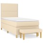 Cama box spring con colchón tela color crema 90x190 cm de , Camas y somieres - Ref: Foro24-3137042, Precio: 366,51 €, Descuen...