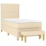 Box spring bed with cream-colored fabric mattress 90x190 cm by , Beds and slatted bases - Ref: Foro24-3137042, Price: 357,57 ...