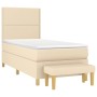Cama box spring con colchón tela color crema 90x190 cm de , Camas y somieres - Ref: Foro24-3137042, Precio: 366,51 €, Descuen...