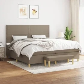Box spring bed with gray taupe fabric mattress 200x200 cm by , Beds and slatted bases - Ref: Foro24-3137105, Price: 790,96 €,...