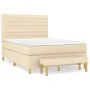 Box spring bed with cream-colored fabric mattress 140x190 cm by , Beds and slatted bases - Ref: Foro24-3137234, Price: 542,31...