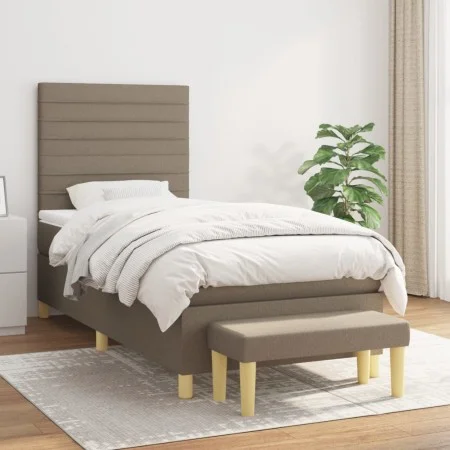 Box spring bed with gray taupe fabric mattress 90x190 cm by , Beds and slatted bases - Ref: Foro24-3137201, Price: 384,61 €, ...