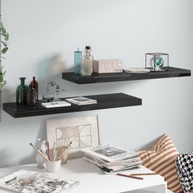 Floating wall shelf 2 pcs Glossy black MDF 80x23.5x3.8 cm by vidaXL, Shelves and shelves - Ref: Foro24-323773, Price: 41,78 €...
