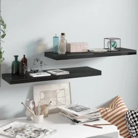 Floating wall shelf 2 pcs Glossy black MDF 80x23.5x3.8 cm by vidaXL, Shelves and shelves - Ref: Foro24-323773, Price: 42,85 €...