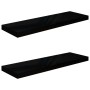 Estante flotante de pared 2 uds MDF negro brillo 80x23,5x3,8 cm