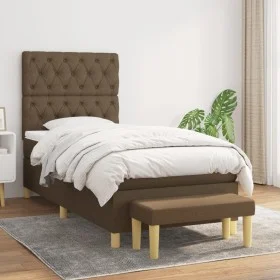Box spring bed with dark brown fabric mattress 80x200 cm by , Beds and slatted bases - Ref: Foro24-3137352, Price: 381,80 €, ...