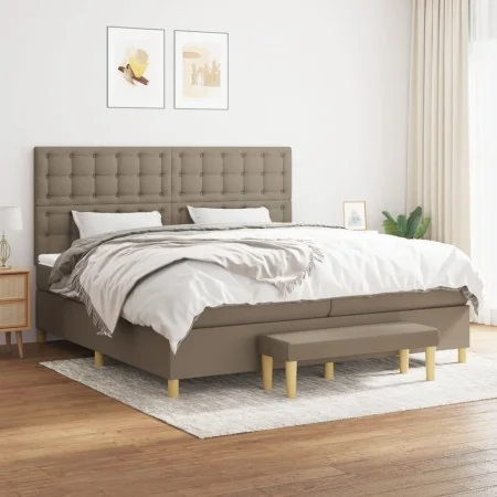 Box spring bed with gray taupe fabric mattress 200x200 cm by , Beds and slatted bases - Ref: Foro24-3137505, Price: 857,20 €,...