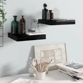 Floating wall shelf 2 pcs Glossy black MDF 23x23.5x3.8cm by vidaXL, Shelves and shelves - Ref: Foro24-323761, Price: 21,90 €,...