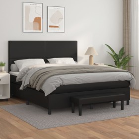 Box spring bed with black synthetic leather mattress 160x200 cm by , Beds and slatted bases - Ref: Foro24-3137551, Price: 633...