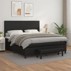 Box spring bed with black synthetic leather mattress 160x200 cm by , Beds and slatted bases - Ref: Foro24-3137551, Price: 621...