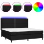 Boxspring-Bett, Matratze und LED-Lichter in schwarzem Stoff, 200x200 cm. von , Betten und Lattenroste - Ref: Foro24-3138263, ...