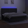 Boxspring-Bett, Matratze und LED-Lichter in schwarzem Stoff, 200x200 cm. von , Betten und Lattenroste - Ref: Foro24-3138263, ...