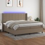 Cama box spring colchón y luces LED tela gris taupe 200x200 cm de , Camas y somieres - Ref: Foro24-3138345, Precio: 707,96 €,...