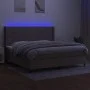 Box spring bed with mattress and LED lights, gray taupe fabric, 200x200 cm. by , Beds and slatted bases - Ref: Foro24-3138345...