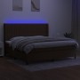 Boxspring-Bett mit LED-Lichtern, dunkelbraunem Stoff, 200x200 cm. von , Betten und Lattenroste - Ref: Foro24-3138504, Preis: ...