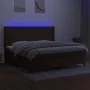 Boxspring-Bett mit LED-Lichtern, dunkelbraunem Stoff, 200x200 cm. von , Betten und Lattenroste - Ref: Foro24-3138504, Preis: ...