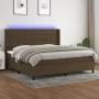 Box spring bed with LED lights, dark brown fabric mattress, 200x200 cm. by , Beds and slatted bases - Ref: Foro24-3138584, Pr...