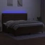 Box spring bed with LED lights, dark brown fabric mattress, 200x200 cm. by , Beds and slatted bases - Ref: Foro24-3138584, Pr...