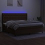 Cama box spring colchón luces LED tela marrón oscuro 200x200 cm de , Camas y somieres - Ref: Foro24-3138584, Precio: 728,55 €...