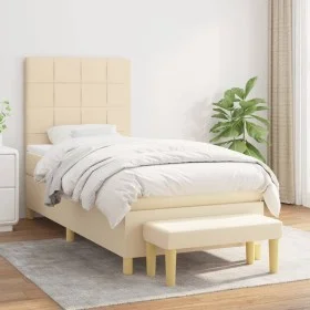 Box spring bed with cream-colored fabric mattress 90x200 cm by , Beds and slatted bases - Ref: Foro24-3137130, Price: 344,18 ...