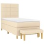 Cama box spring con colchón tela color crema 90x200 cm de , Camas y somieres - Ref: Foro24-3137130, Precio: 350,00 €, Descuen...