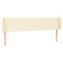 Cabecero con LED cuero sintético crema 203x16x78/88 cm