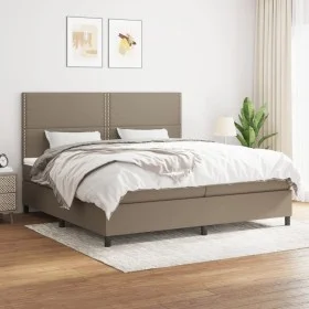 Boxspringbett mit grauem Taupe-Stoffbezug und Matratze 200x200 cm. von , Betten und Lattenroste - Ref: Foro24-3141725, Preis:...