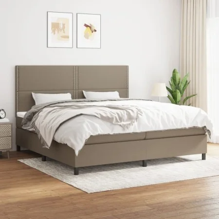 Box spring bed with gray taupe fabric mattress 200x200 cm by , Beds and slatted bases - Ref: Foro24-3141725, Price: 660,44 €,...