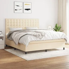 Box spring bed with cream-colored fabric mattress 160x200 cm by , Beds and slatted bases - Ref: Foro24-3142110, Price: 580,81...