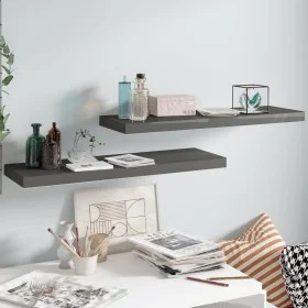 Floating wall shelf 2 pcs glossy gray MDF 80x23.5x3.8 cm by vidaXL, Shelves and shelves - Ref: Foro24-323794, Price: 42,25 €,...