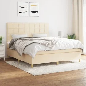 Box spring bed with cream-colored fabric mattress 180x200 cm by , Beds and slatted bases - Ref: Foro24-3142358, Price: 631,68...