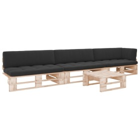 Muebles de palets 4 pzas y cojines madera pino impregnada de , Conjuntos de jardín - Ref: Foro24-3066752, Precio: 444,72 €, D...
