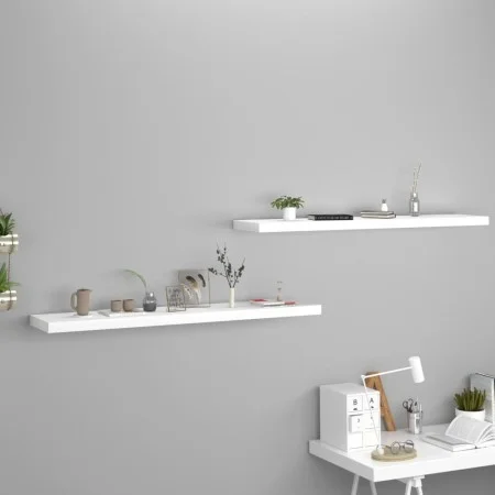 Floating wall shelves 2 pcs MDF white 120x23.5x3.8 cm by vidaXL, Shelves and shelves - Ref: Foro24-323821, Price: 53,75 €, Di...