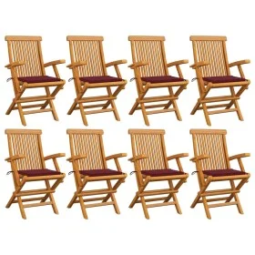 Garden chairs 8 units teak wood with burgundy cushions by , Garden chairs - Ref: Foro24-3072898, Price: 628,95 €, Discount: %