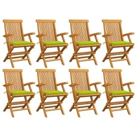Gartenstühle 8 Stück Teakholz mit leuchtend grünen Kissen von , Gartenstühle - Ref: Foro24-3072900, Preis: 641,46 €, Rabatt: %
