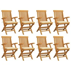 Gartenstühle 8 Stück Teakholz mit cremefarbenen Kissen von , Gartenstühle - Ref: Foro24-3072891, Preis: 628,05 €, Rabatt: %