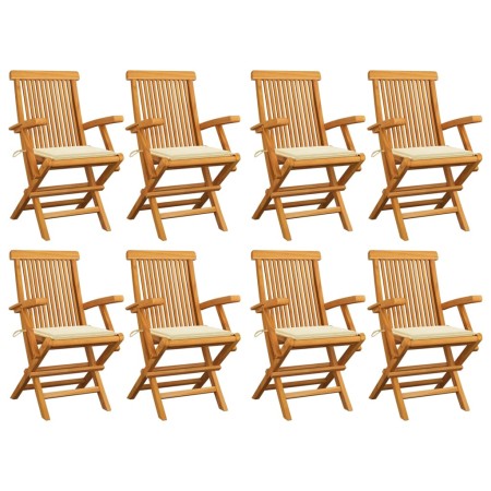 Gartenstühle 8 Stück Teakholz mit cremefarbenen Kissen von , Gartenstühle - Ref: Foro24-3072891, Preis: 644,02 €, Rabatt: %