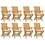 Garden chairs 8 units teak wood with cream-colored cushions by , Garden chairs - Ref: Foro24-3072891, Price: 641,93 €, Discou...