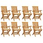 Sillas de jardín 8 uds madera teca con cojines color crema de , Sillas de jardín - Ref: Foro24-3072891, Precio: 618,73 €, Des...