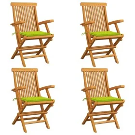 Garden chairs 4 pcs teak wood with bright green cushions by , Garden chairs - Ref: Foro24-3065628, Price: 369,84 €, Discount: %