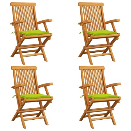 Gartenstühle 4 Stück Teakholz mit leuchtend grünen Kissen von , Gartenstühle - Ref: Foro24-3065628, Preis: 395,08 €, Rabatt: %