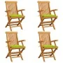 Gartenstühle 4 Stück Teakholz mit leuchtend grünen Kissen von , Gartenstühle - Ref: Foro24-3065628, Preis: 386,24 €, Rabatt: %