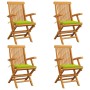 Gartenstühle 4 Stück Teakholz mit leuchtend grünen Kissen von , Gartenstühle - Ref: Foro24-3065628, Preis: 395,08 €, Rabatt: %