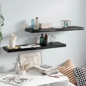 Floating wall shelves 2 units glossy black MDF 90x23.5x3.8 cm by vidaXL, Shelves and shelves - Ref: Foro24-323776, Price: 48,...