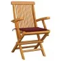Garden chairs 3 units teak wood with burgundy cushions by , Garden chairs - Ref: Foro24-3062523, Price: 237,14 €, Discount: %