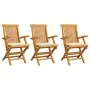 Gartenstühle 3 Stück Teakholz mit cremefarbenen Kissen von , Gartenstühle - Ref: Foro24-3062516, Preis: 237,06 €, Rabatt: %