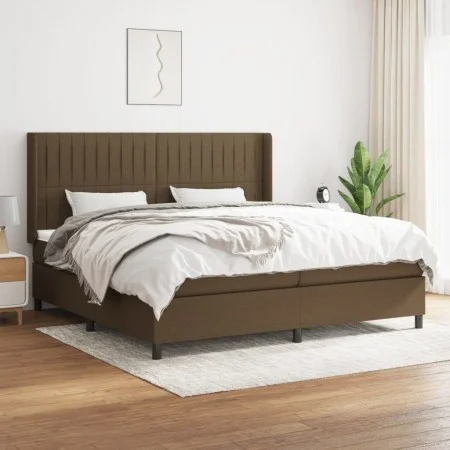 Box spring bed with dark brown fabric mattress 200x200 cm by , Beds and slatted bases - Ref: Foro24-3131620, Price: 661,63 €,...