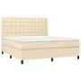 Box spring bed with mattress and LED lights, cream fabric, 160x200 cm. by , Beds and slatted bases - Ref: Foro24-3135210, Pri...