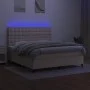 Box spring bed with mattress and LED lights, cream fabric, 160x200 cm. by , Beds and slatted bases - Ref: Foro24-3135210, Pri...